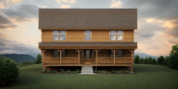 Kentuck Log Home Front Rendering